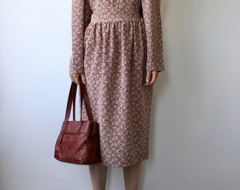 Vintage Floral 80s Puff Sleeve Dress