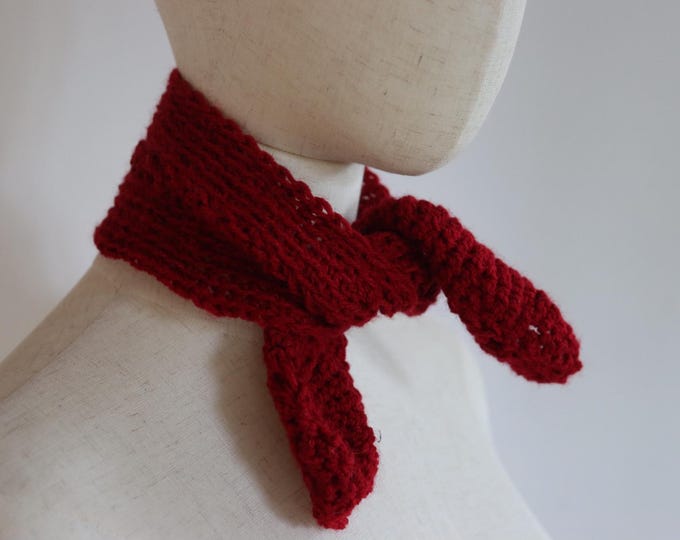 Hand Knitted Crochet Neckerchief Poet Scarf