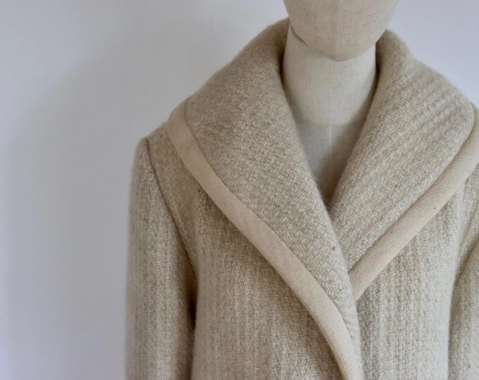 Pure Wool Shawl Collar Cream Coat