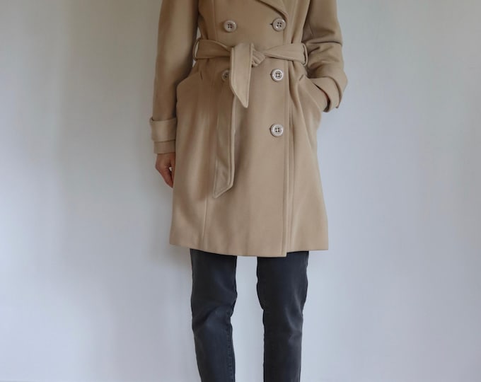 Charlotte Halton Blonde Beige Double Breasted Midi Coat