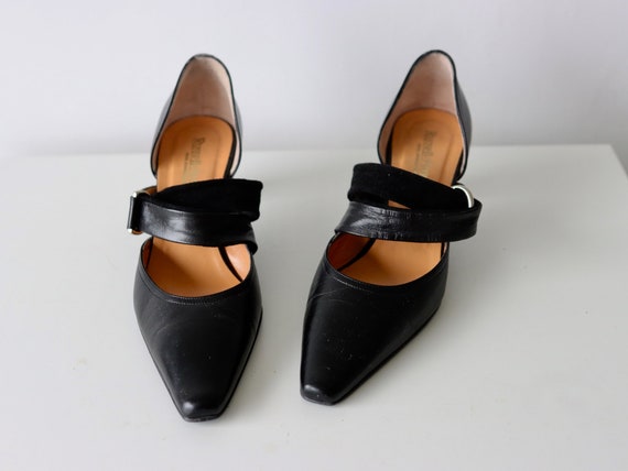 RUSSELL & BROMLEY | Black Evening Pointed Mules Heels