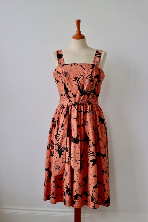 SUSIE G | Vintage Botanical Print 1980s Dress