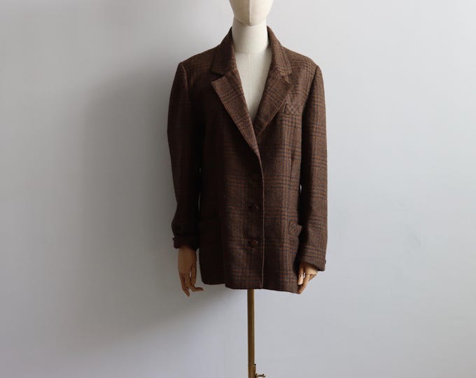 ELDA Moda | Vintage Brown Wool Plaid 80's Blazer