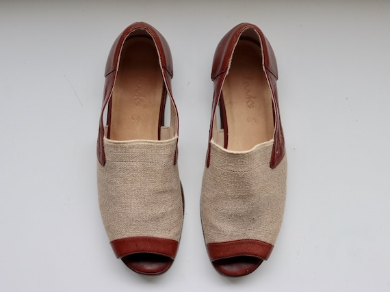 Vintage Clarks Leather and Linen Jute Sandals