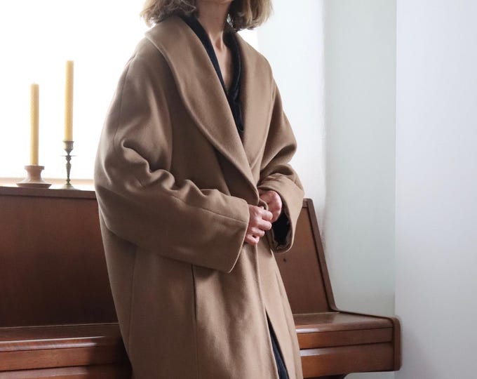 RESERVED | Oversized Italian Camel Merino Wool Cashmere Blend Maxi Coat