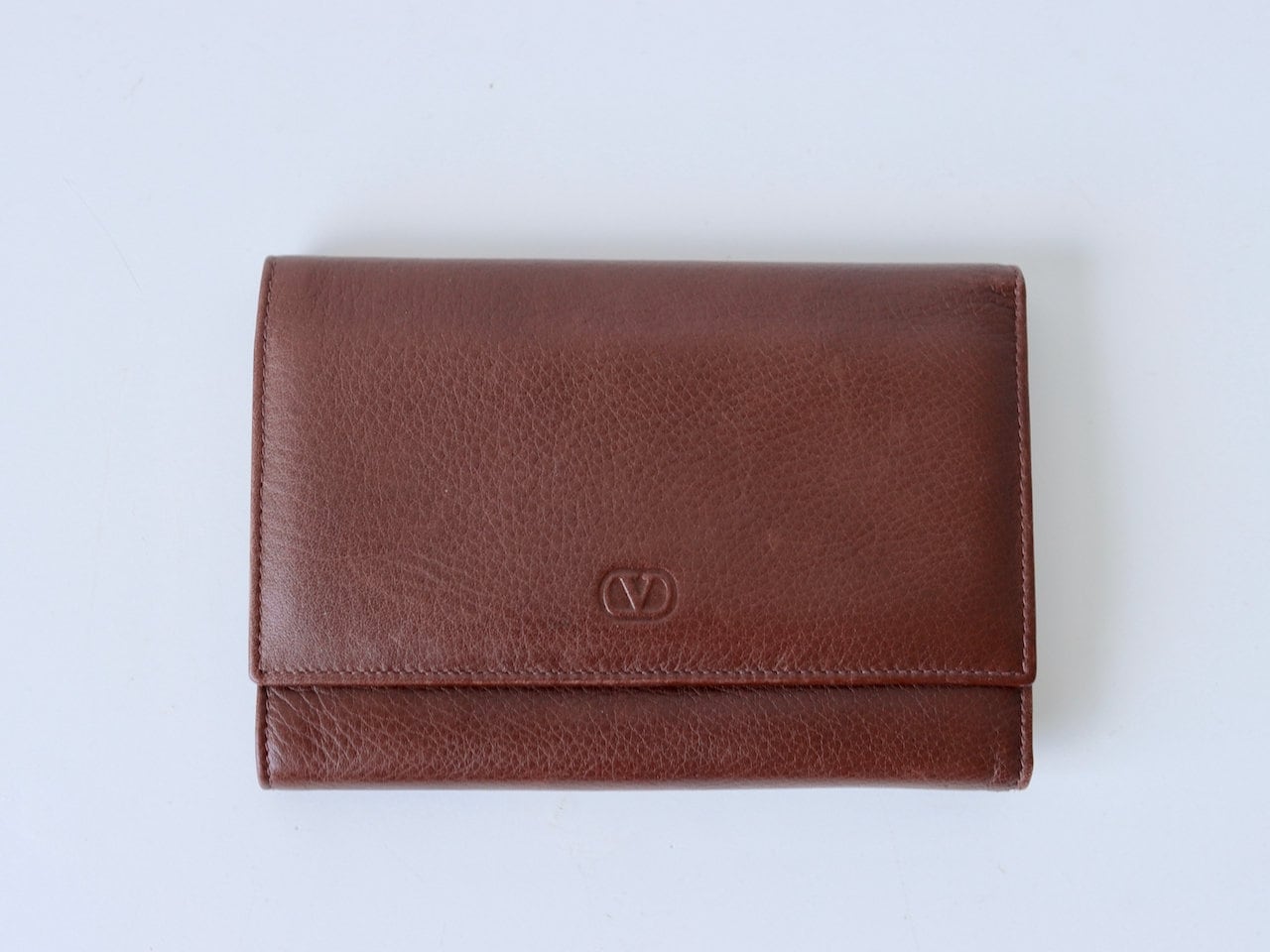 Valentino Garavani Italian Brown Leather Wallet Purse