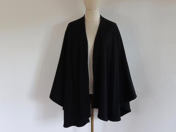 Black Wool Blend Cape