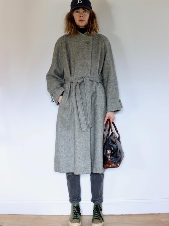 Herringbone Wool Blend 1970s Coat by English Lady