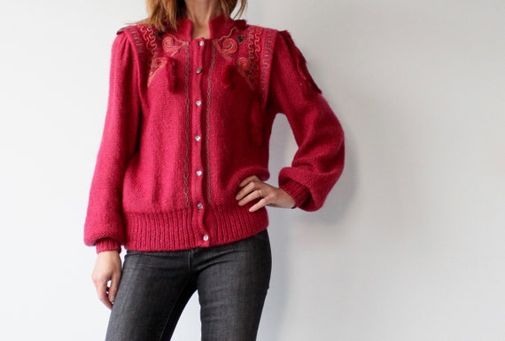 Vintage 1980s Applique Cardigan