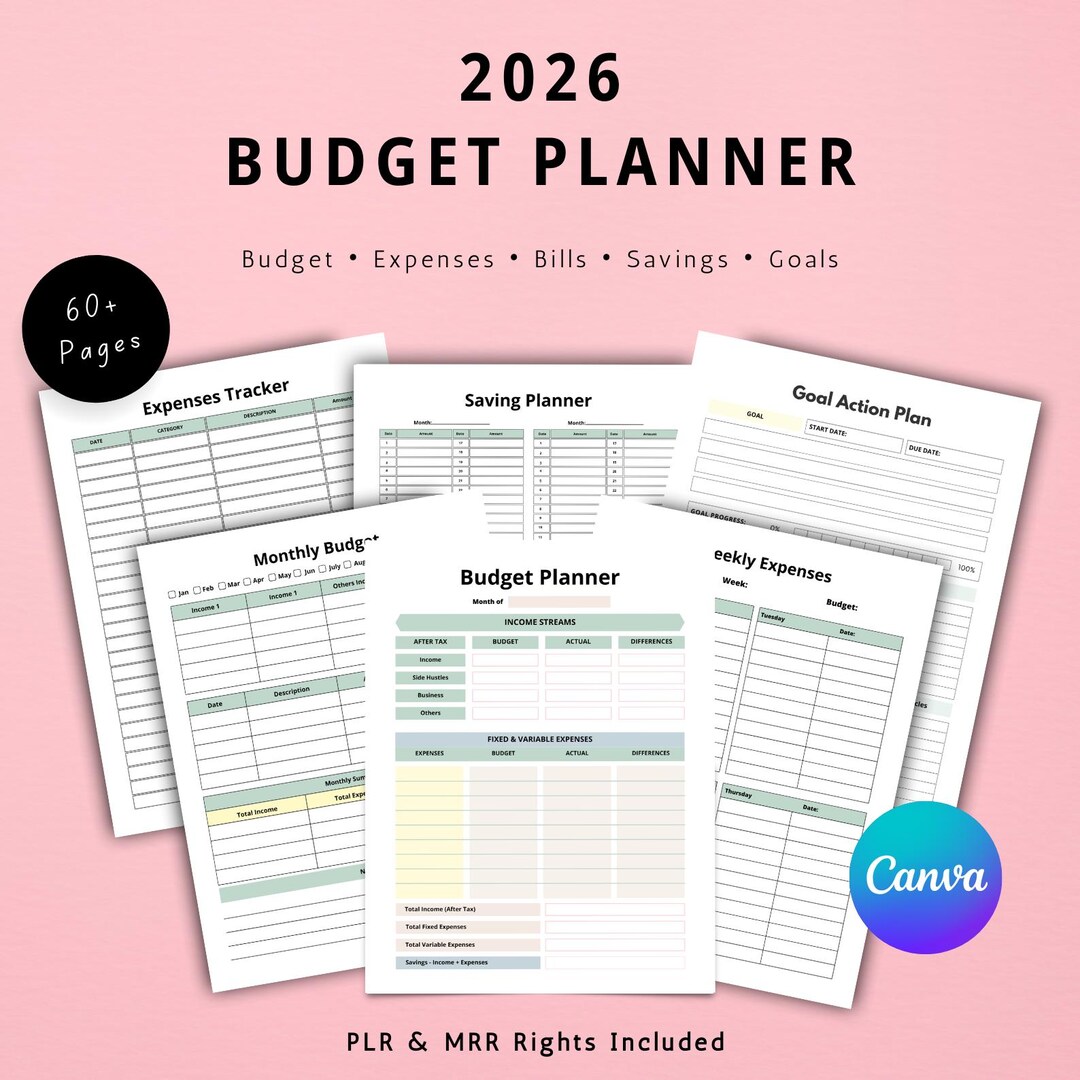 2026 Budget Planner, Canva Planner Template, Financial Planner, Canva ...