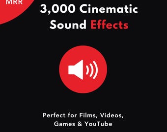 Paquete de más de 3000 efectos de sonido cinematográficos / Efectos de sonido libres de regalías / Sonidos de películas, audio de películas, paquete de efectos de sonido, transiciones, explosiones, efectos musicales / PLR