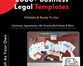 Paquete de plantillas legales para empresas / Contratos, RR. HH., finanzas, formularios inmobiliarios / Formularios contractuales editables / PLR + MRR / Descarga instantánea
