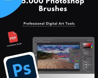 Paquete de más de 5000 pinceles de Photoshop / Pinceles de arte digital, texturas, acuarela, abstractos y patrones / Recursos de Photoshop / PLR + MRR