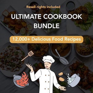 Paquete de recetas de comida definitivas / Libro de cocina digital con PLR MRR / Incluye comidas saludables, repostería y más recetas / Descarga instantánea