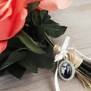 Dijes de foto, Dije de foto de ramo de novia ovalado, Dije ovalado de diamantes de imitación, Dije de foto conmemorativo, Dije de foto de corazón de plata, Joyería de foto de ramo
