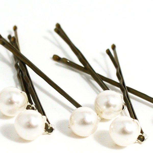 Perle Kirby Grips - Cheveux mariage Pins - Prom Accessoires de cheveux - Bridesmaids Hair Pins - Swarovski Perles - Lot de 6