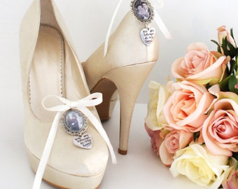 Oval Photo Charm with heart , Photo shoe charm, Memorial Photo Shoe clips, Bridal Shoe Charm,Wedding Shoe Photo Charms,