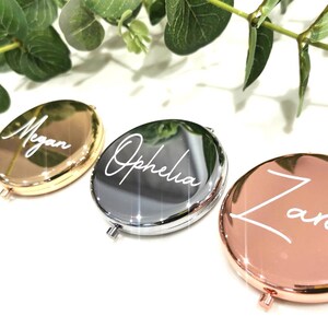 Personalised Compact Mirror Bridesmaid gift,Hen Night Bridesmaid Mirror Gift,Personalised Bridesmaid Gifts,Maid of Honour Gift image 5