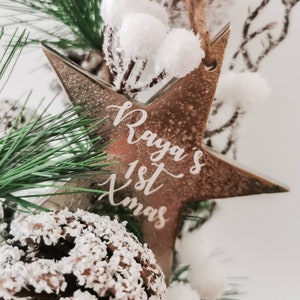 Personalised Star Bauble, 1st Christmas Gift , Star Decoration, Personalised Star Bauble, Custom Memorial Bauble, Memory Bauble