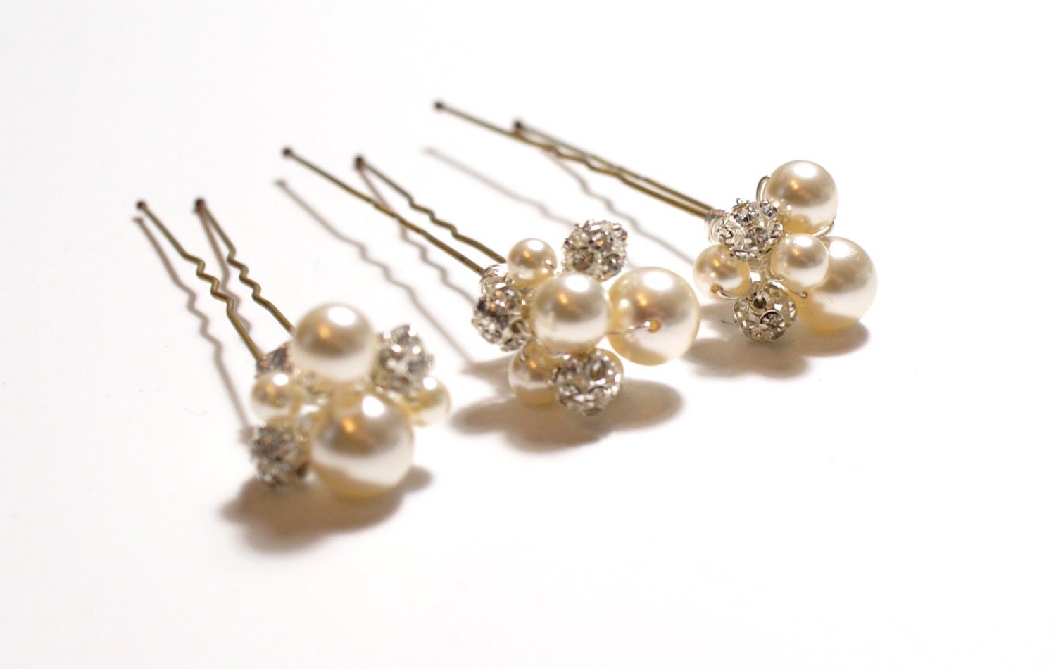 Pearl Hair Pins Set of 3 Cluster Hair Pins Viel Bobby Pins Etsy UK