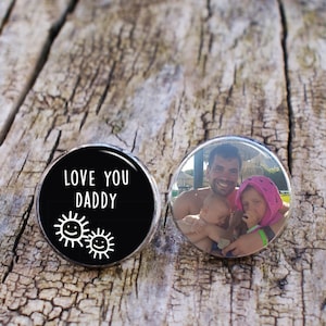 Love you Daddy cufflinks , Memorial Cufflinks, Photo Cufflinks, Fathers day Cufflinks, Personalised cufflinks, Wedding day cufflinks, 925