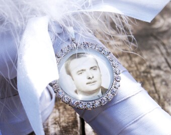 Photo Charm, Wedding Bouquet Photo Charm, Diamante Memorial Photo Charm, Rhinestone Photo charm, Bouquet Photo Jewelry