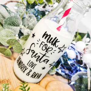 Bouteille de lait du Père Noël, Lait pour le Père Noël, Remplissage de boîte de réveillon de Noël, Bouteille de lait du Père Noël, Bouteille de lait de Noël