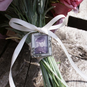 Bouquet Photo Charm, encanto marco de la foto, encanta encanto de la foto del ramo de la boda, encanto de la foto conmemorativa, encanto de la foto de la imagen, joyería de la foto del ramo