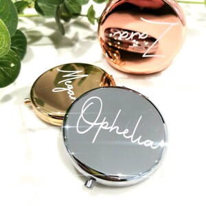 Personalised Compact Mirror Bridesmaid gift,Hen Night Bridesmaid Mirror Gift,Personalised Bridesmaid Gifts,Maid of Honour Gift image 1