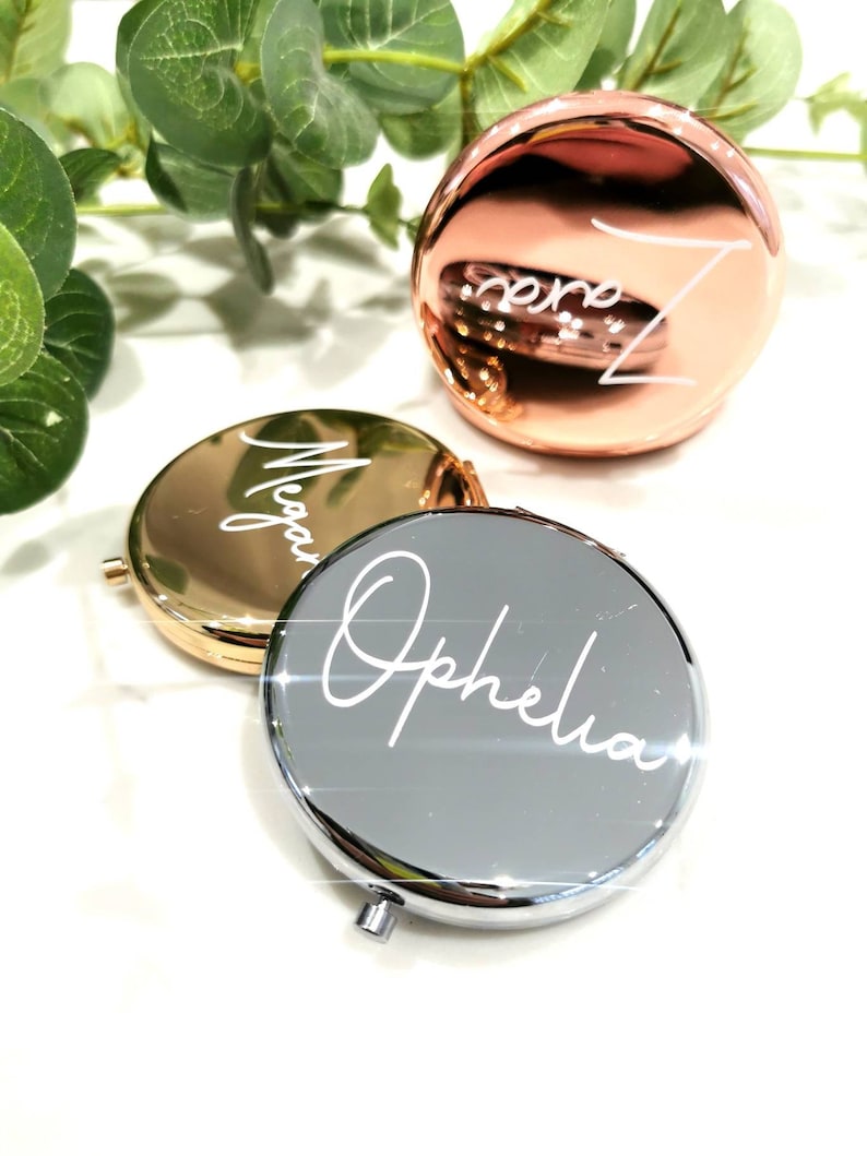 Personalised Compact Mirror Bridesmaid gift,Hen Night Bridesmaid Mirror Gift,Personalised Bridesmaid Gifts,Maid of Honour Gift image 1