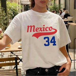 T-shirt Mexico | Vintage Mexico 34 uniseks T-shirt, minimalistisch streetwear, shirt Latin Heritage, reiscadeau