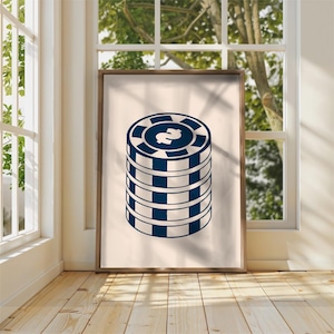 Casino Poker Chip Stack Art Print: Gambling Room Decor