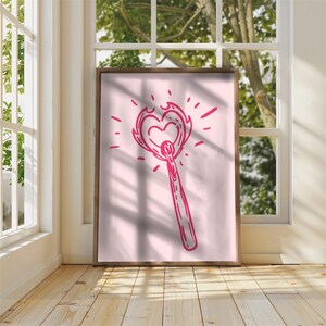 Magisches Herz Herz Digitaldruck - Süße rosa ästhetische Wandkunst - Minimalistisches Cartoon Poster - skurriles Raumdekor - Instant Download