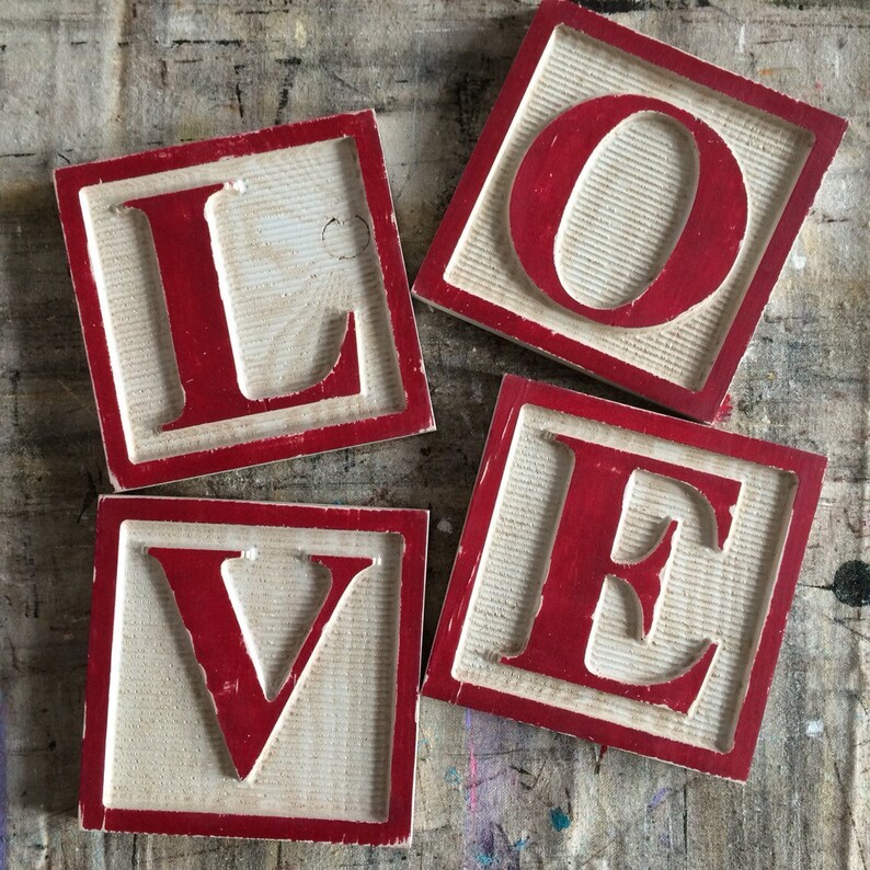 On Sale LOVE Alphabet Block Letters Wall Art Hand Painted | Etsy
