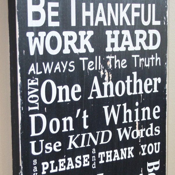 Family Rules Sign Version III - Typography Word Art