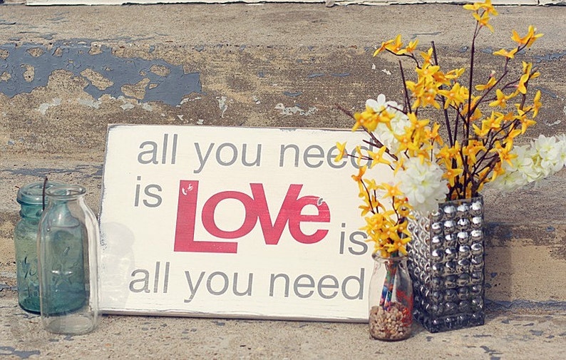 All You Need is Love Typography Word Art in Weather Worn Etsy