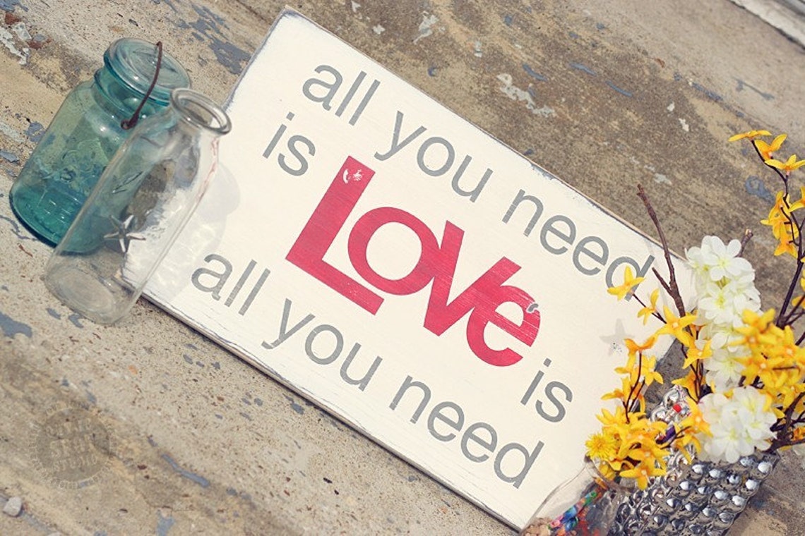 All You Need is Love Typography Word Art in Weather Worn Etsy
