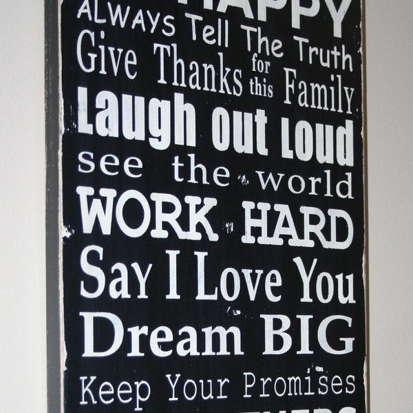 Family Rules Sign Version V - Typography Word Art - Personalize It