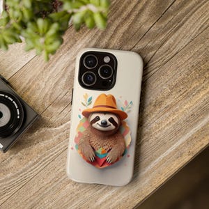 Sloth with Hat Phone Case, Cute Animal Phone Cover, Gift for Sloth Lovers, Fun Wildlife Accessory, Unique Sloth Artwork
