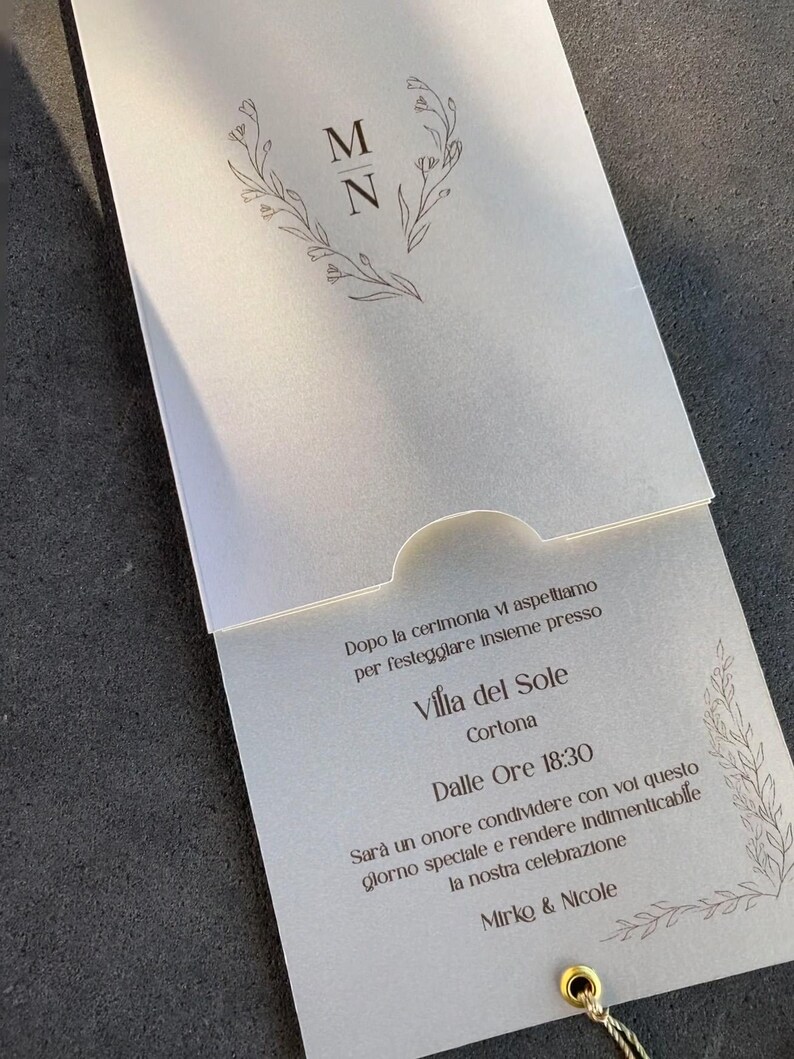 Sliding Wedding Invitation | Elegant Gold Monogram Invite | Luxury Boho ...