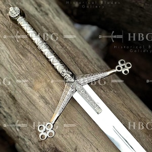 Highland Claymore Sword Handmade – J2 Steel Medieval Replica with Black Grip | Celtic Decor, Custom Groomsmen Gift, Anniversary Present USA