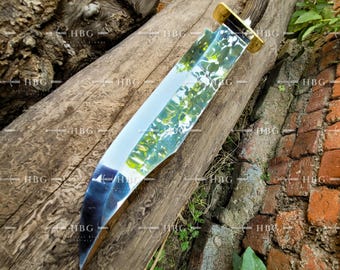 Handmade Carbon Steel Bowie Knife – Deer Horn Handle, Leather Sheath