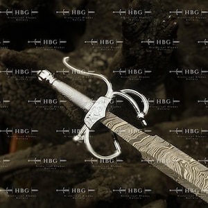 Hand-Forged King Zorro Sword – Damascus Steel Rapier, Viking & Medieval Fantasy Sword | Unique Gift for Him, Groomsmen, Christmas Gift