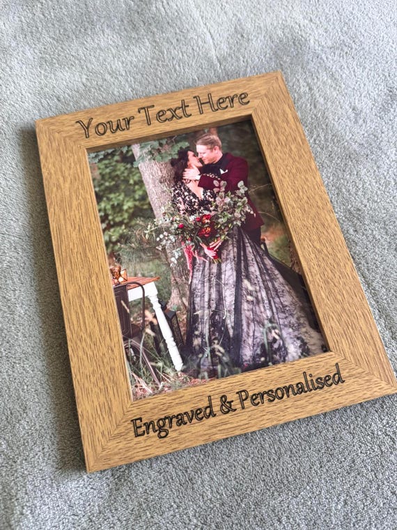 Custom Photo Frame, Engraved Picture Frame Gift, Bespoke Engraving French Oak Frame, Personalised Home Decor for Any Occasion A3 A4 A5
