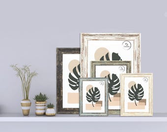 Rustic Vintage Picture Frame Distressed Wood Frames in Mixed Colors – Farmhouse & Boho Style - Shabby chic frame Gallery wall frame A2 A3 A4