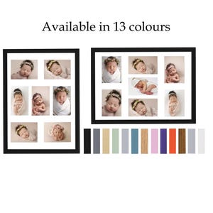 Custom Multi-Aperture Photo Frame for 7 Photos (6x4") – 13 Colours 20x15mm Profile Collage Picture Frame for Baby, Family, or Wedding Photos