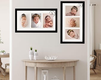 Triple Photo Frame for 6x4 7x5 8x6 Pictures Collage Picture Frame | Multi Aperture Frame 14 Colours | MDF Wall Frame for Baby, Family, Gift