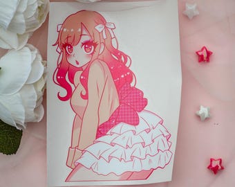 Dress-up cosplay cutie- JUMBO anime girl sticker decal