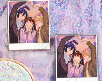 Stray God Trio hard Enamel Pin- Glitter Polaroid Photo anime manga