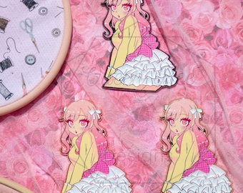 Plaid cosplay darling pin- anime dress up girl hard enamel pin